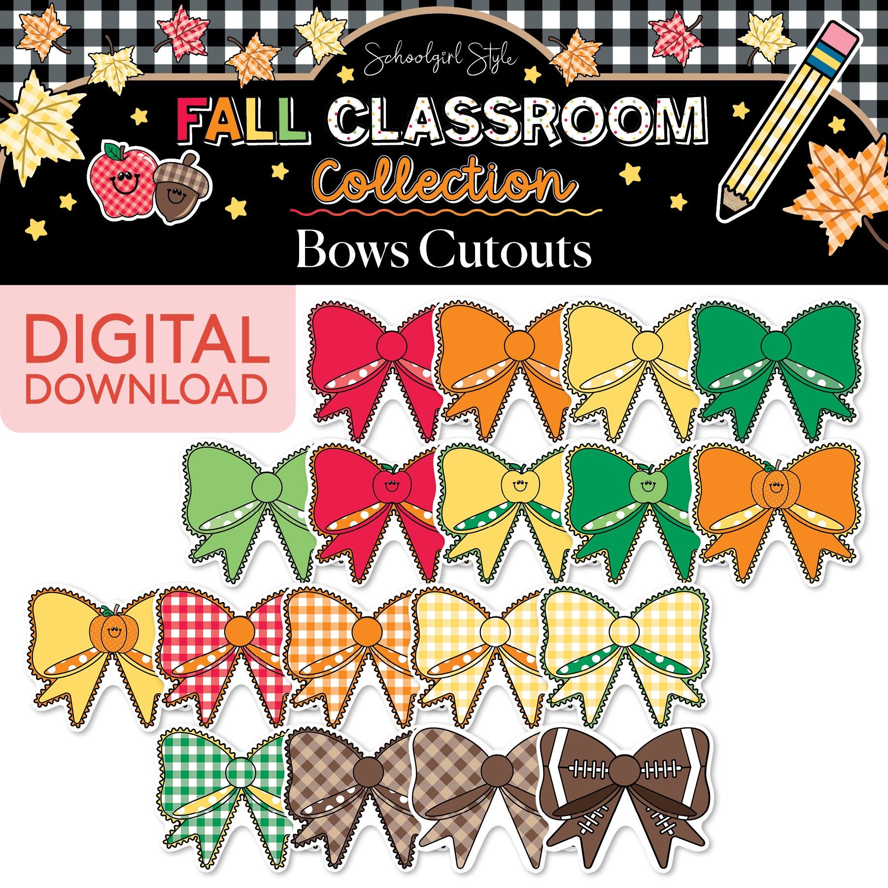 Printable Fall Bows Cutouts | 90s Teacher