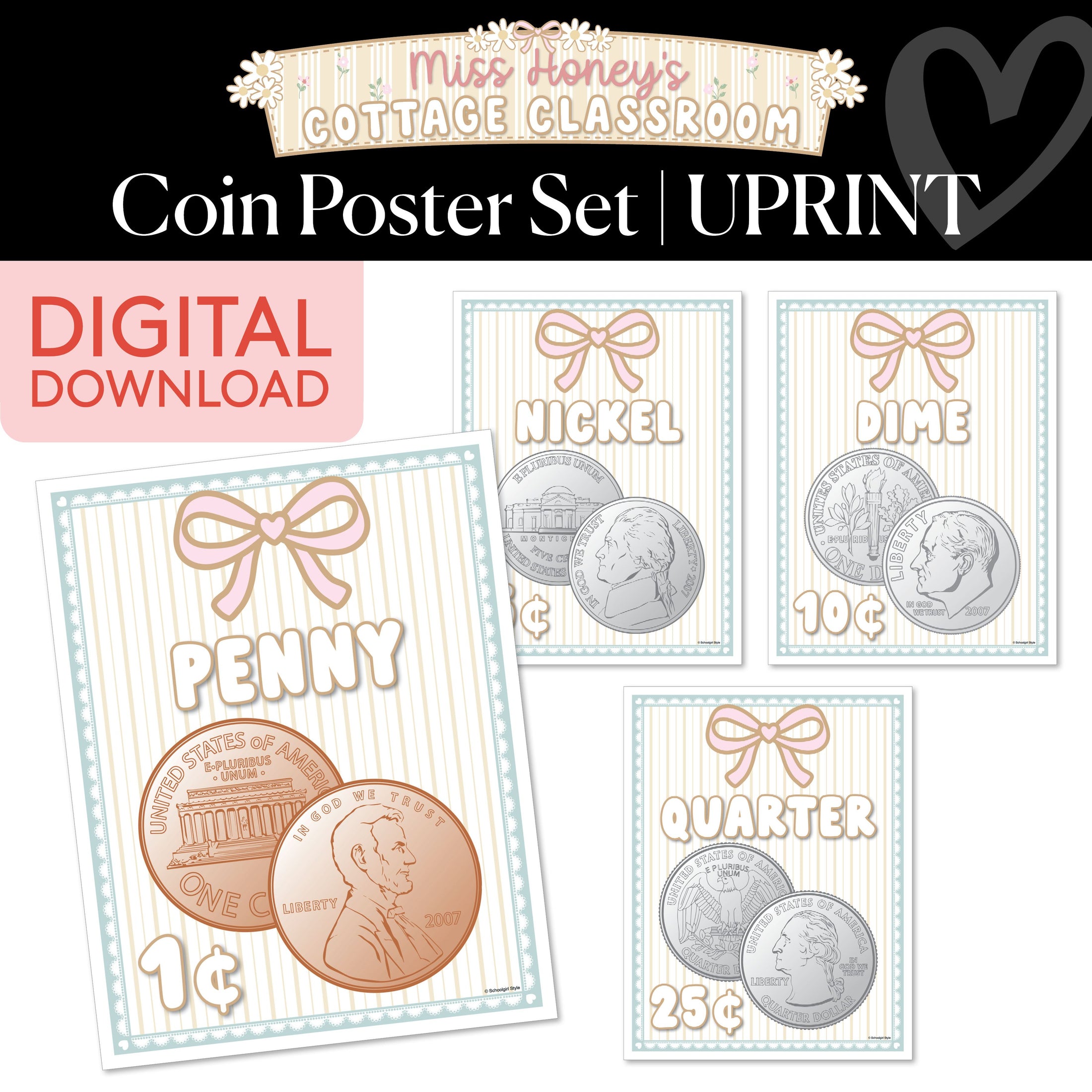Printable Calming Coin Poster Set | Miss Honey's Cottage Classroom