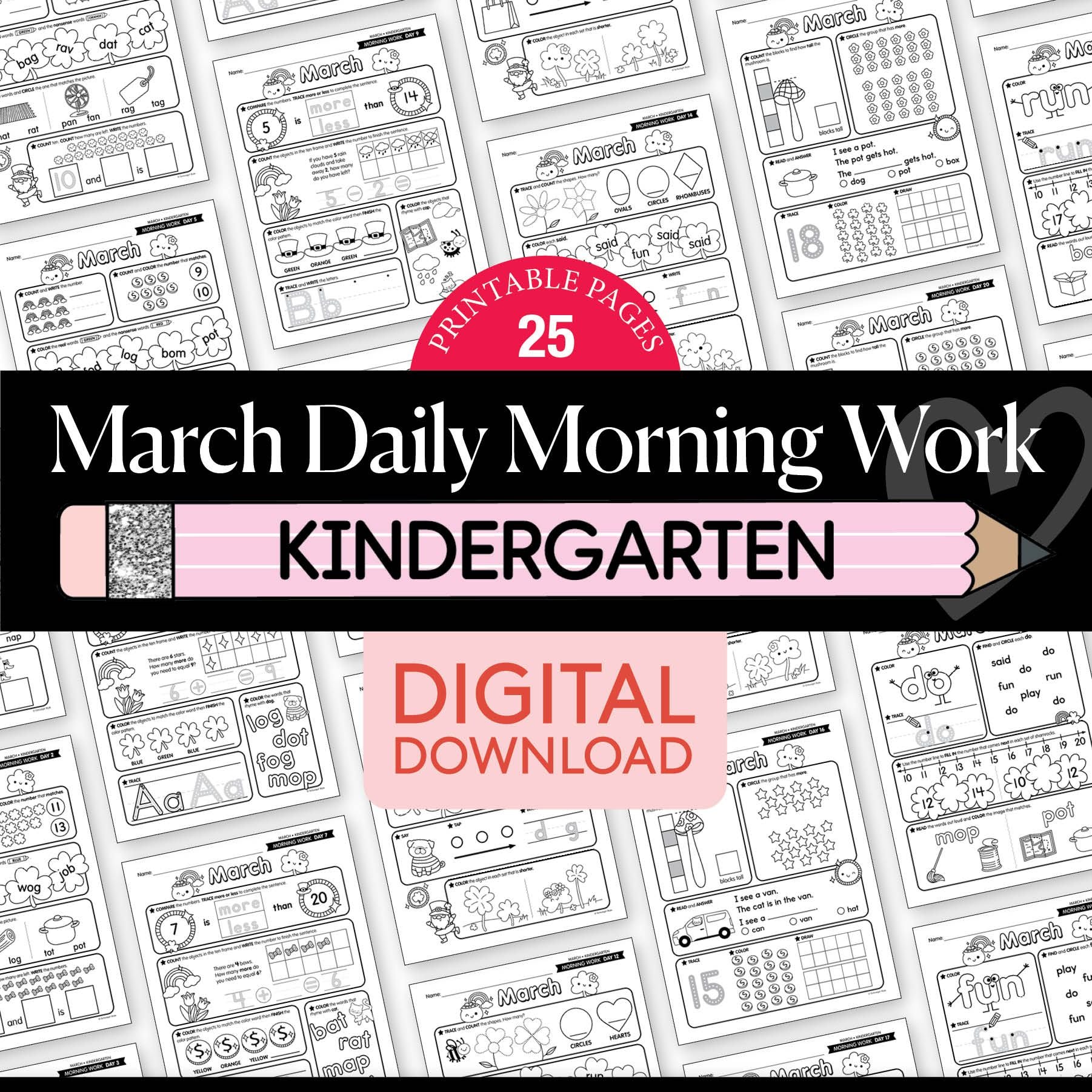 Printable Kindergarten March Daily Morning Work