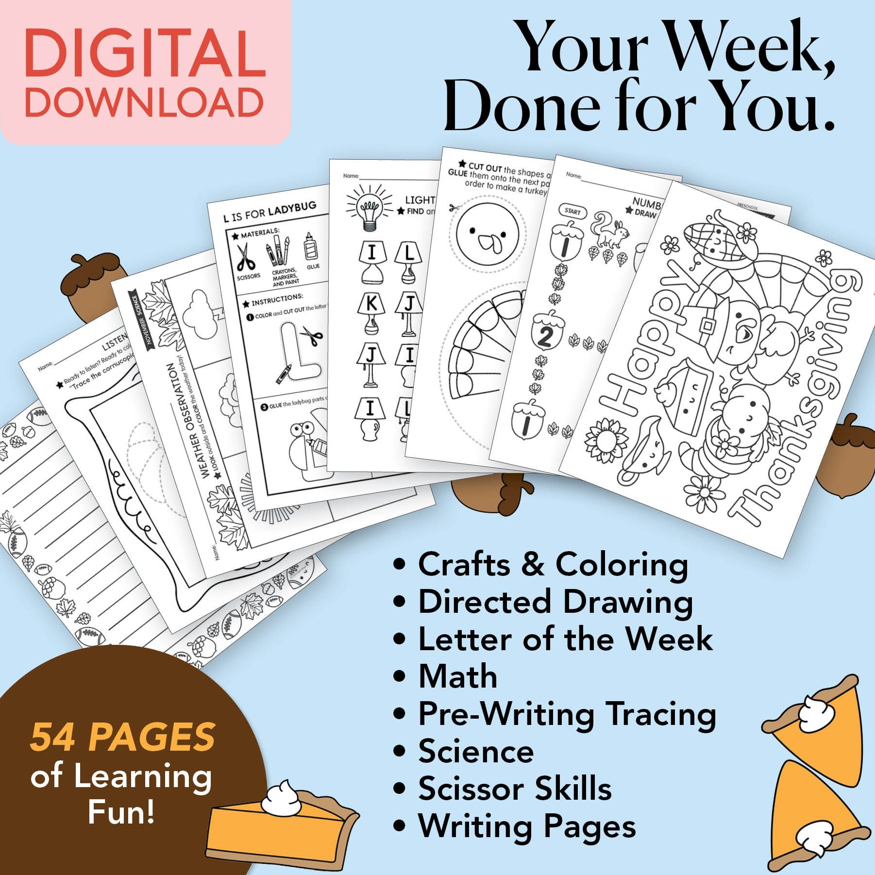 Printable Preschool November Week 4 Resources