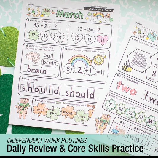 Printable First Grade March Daily Morning Work
