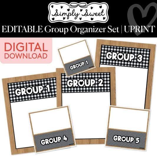 Printable Classic Black and White Editable Group Organizer Set | Simply Sweet