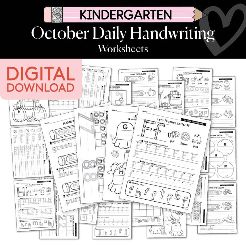 Printable Kindergarten October Daily Handwriting