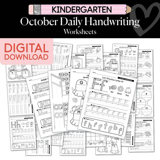 Printable Kindergarten October Daily Handwriting