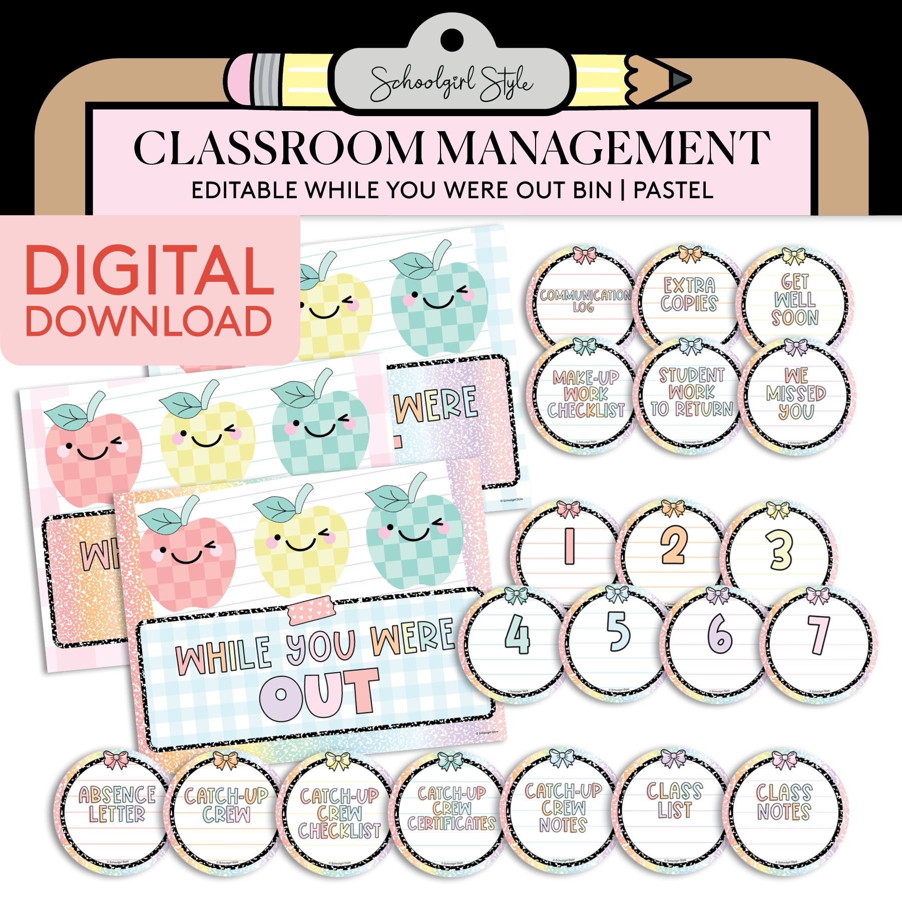 Printable Pastel Editable While You Were Out