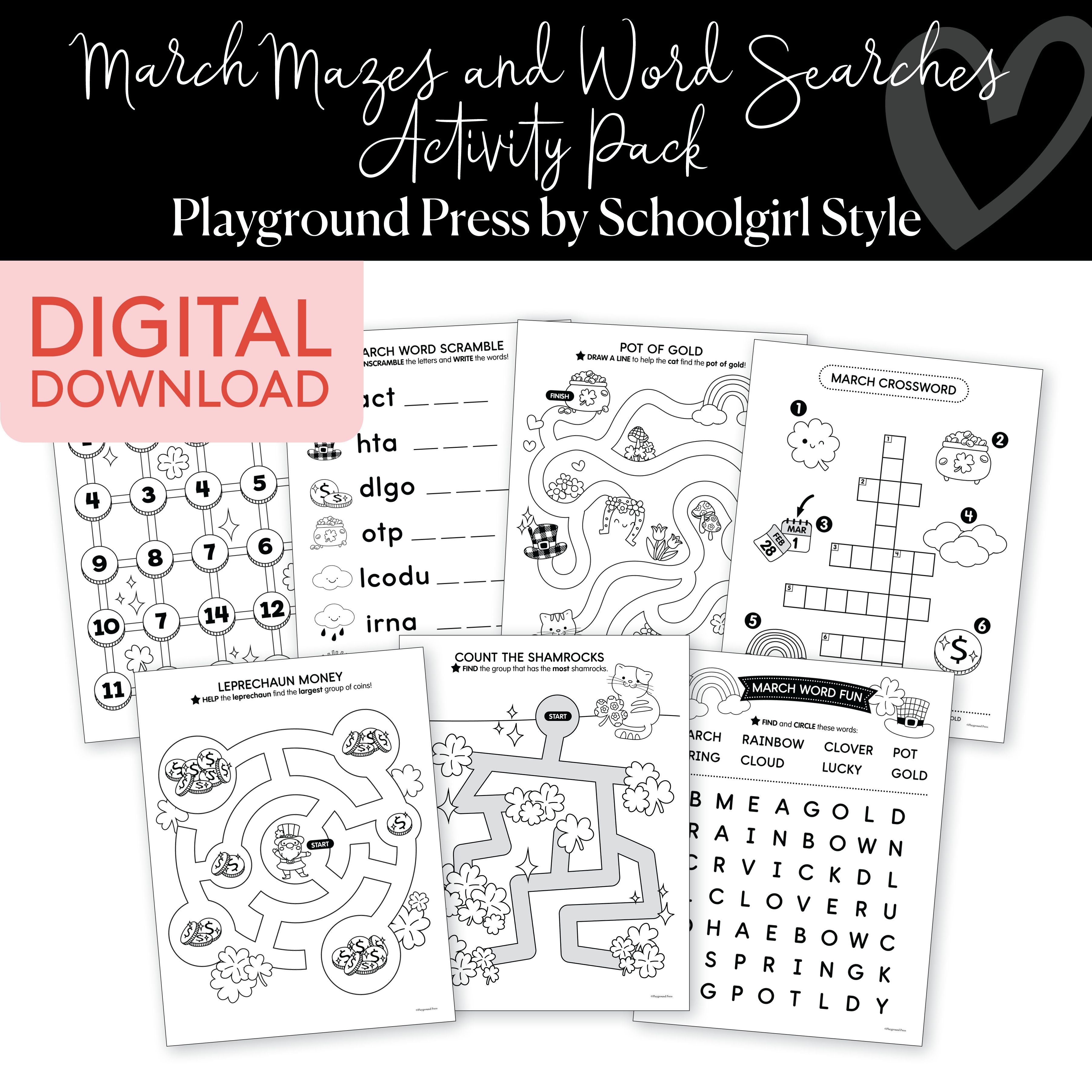 March Mazes & Word Search Pack