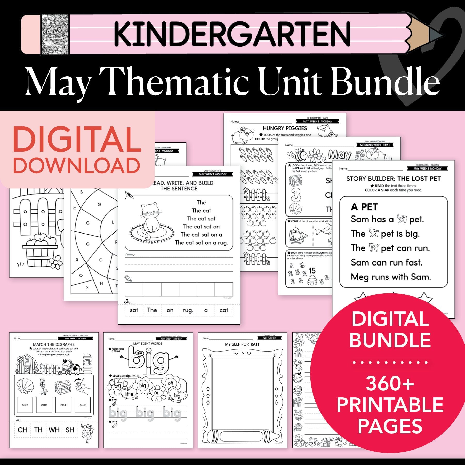 Printable Kindergarten May Thematic Unit Bundle