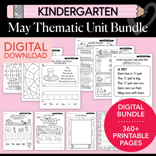 Printable Kindergarten May Thematic Unit Bundle