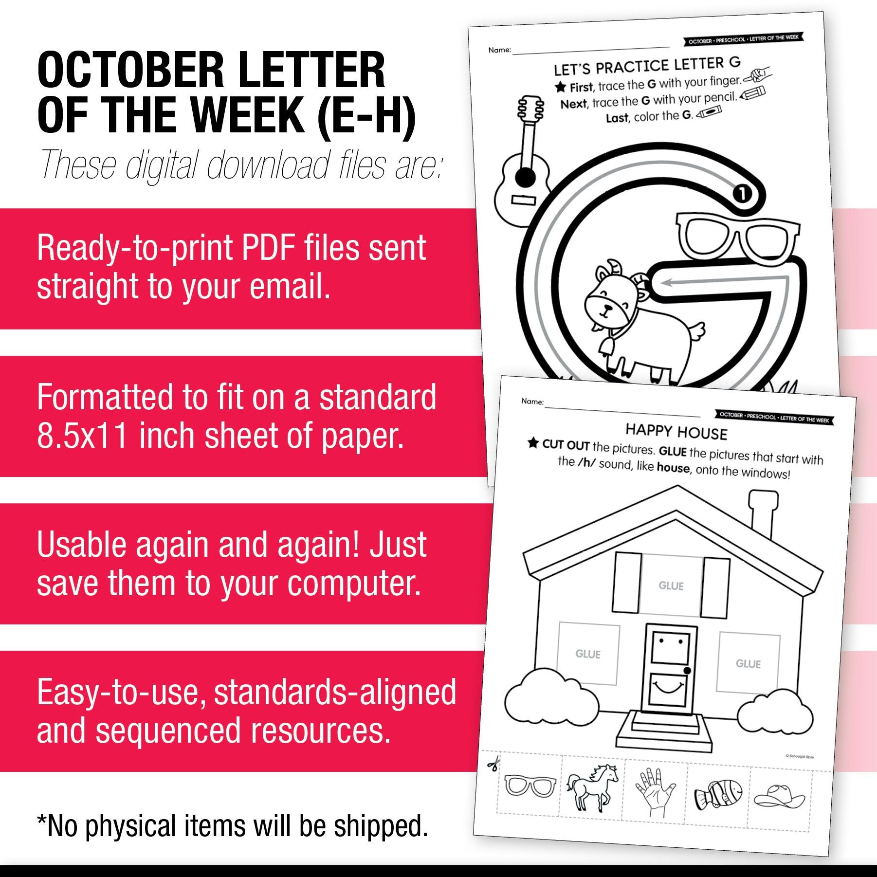 Printable Preschool October Letter of the Week