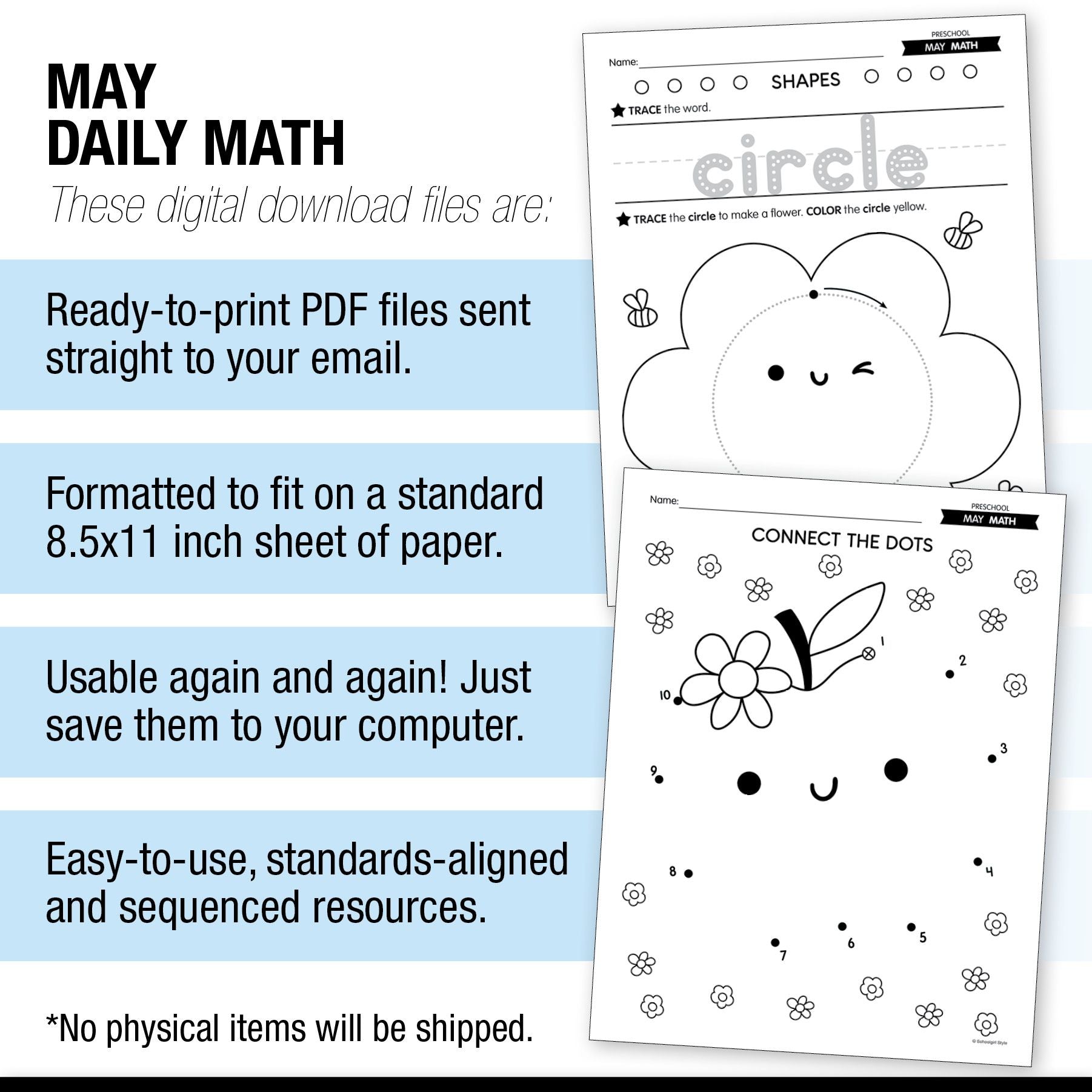 Printable Preschool May Daily Math