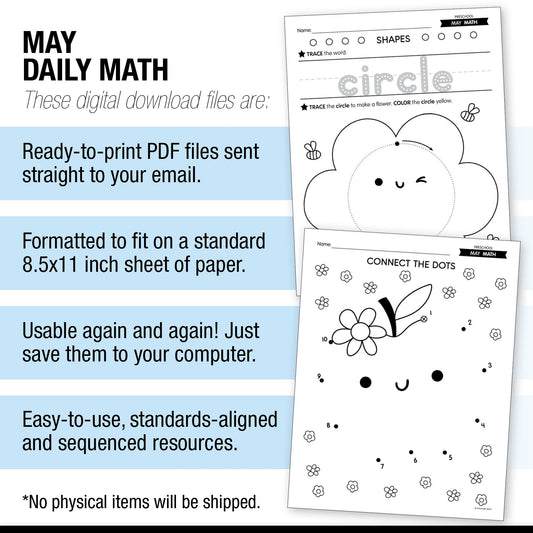 Printable Preschool May Daily Math