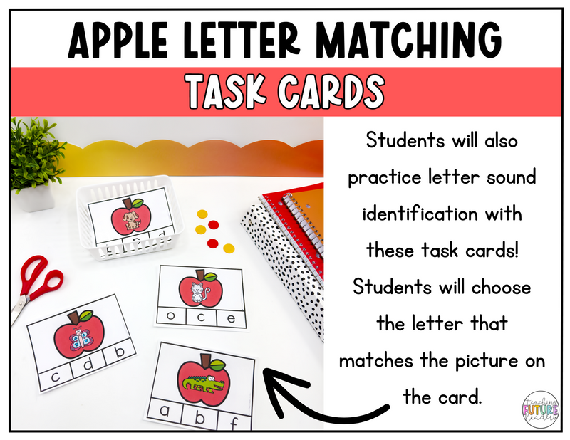 Apple Letter Matching Task Cards Preview 2