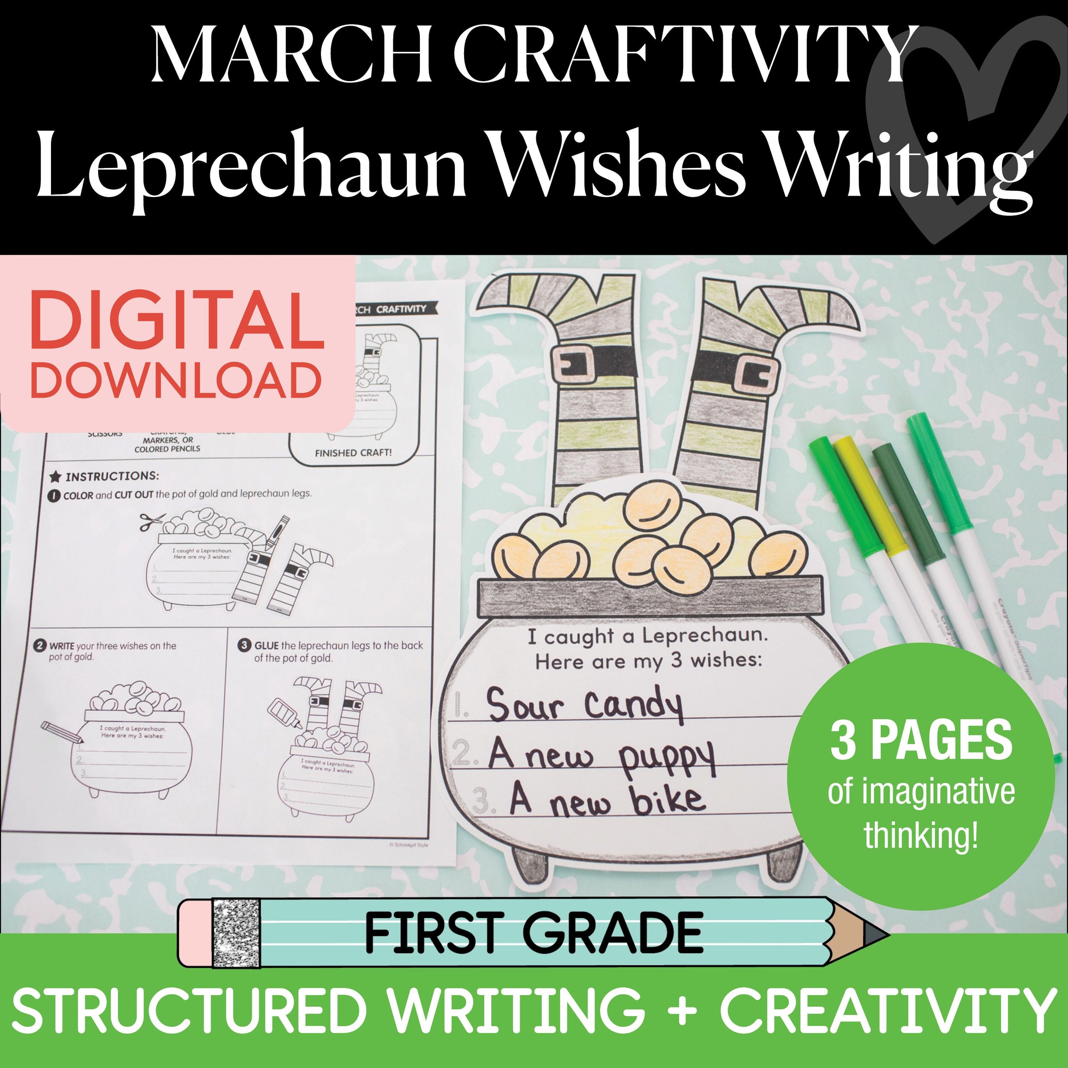 Printable March Leprechaun Wishes Craftivity
