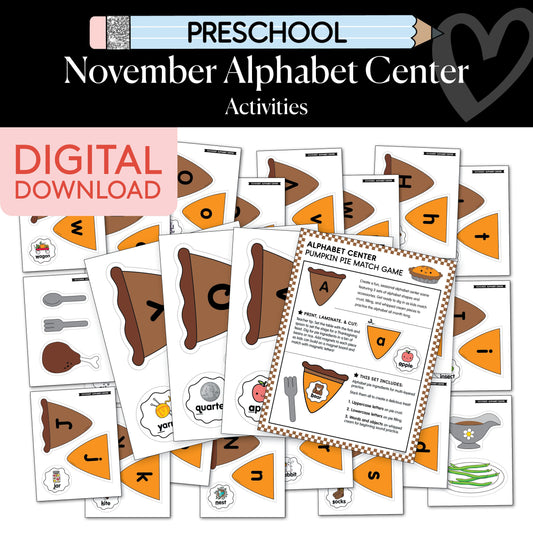 Printable Preschool November Alphabet Match
