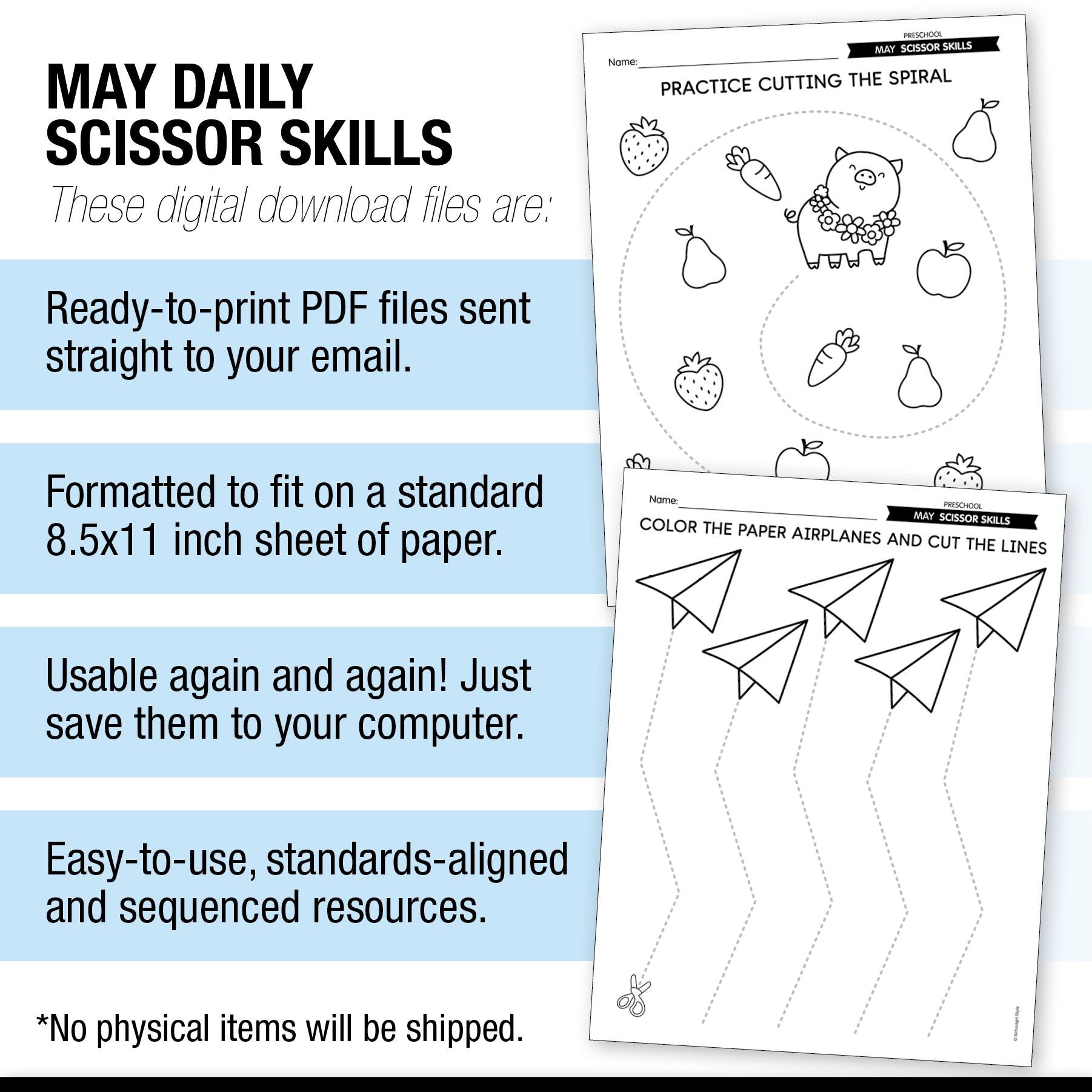 Printable Preschool May Daily Scissor Skills