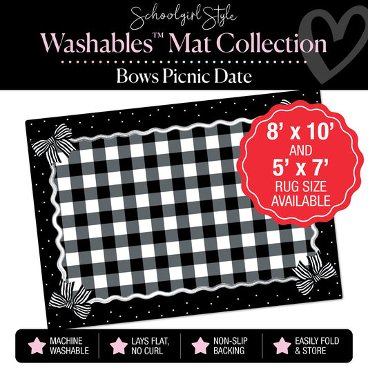 Black and White Bows Picnic Date Classroom Mat by Schoolgirl Style