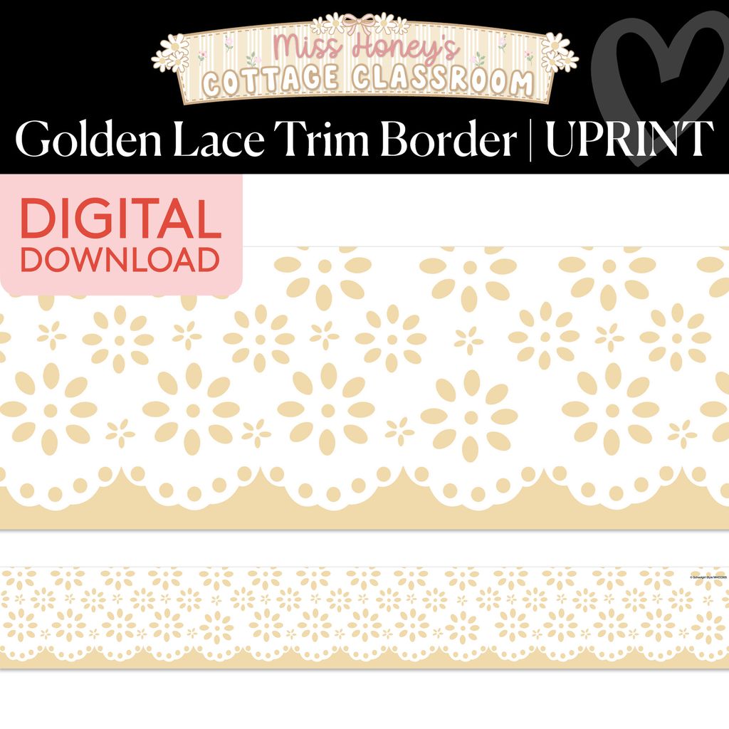 Printable Calming Golden Lace Trim Border | Miss Honey's Cottage Classroom