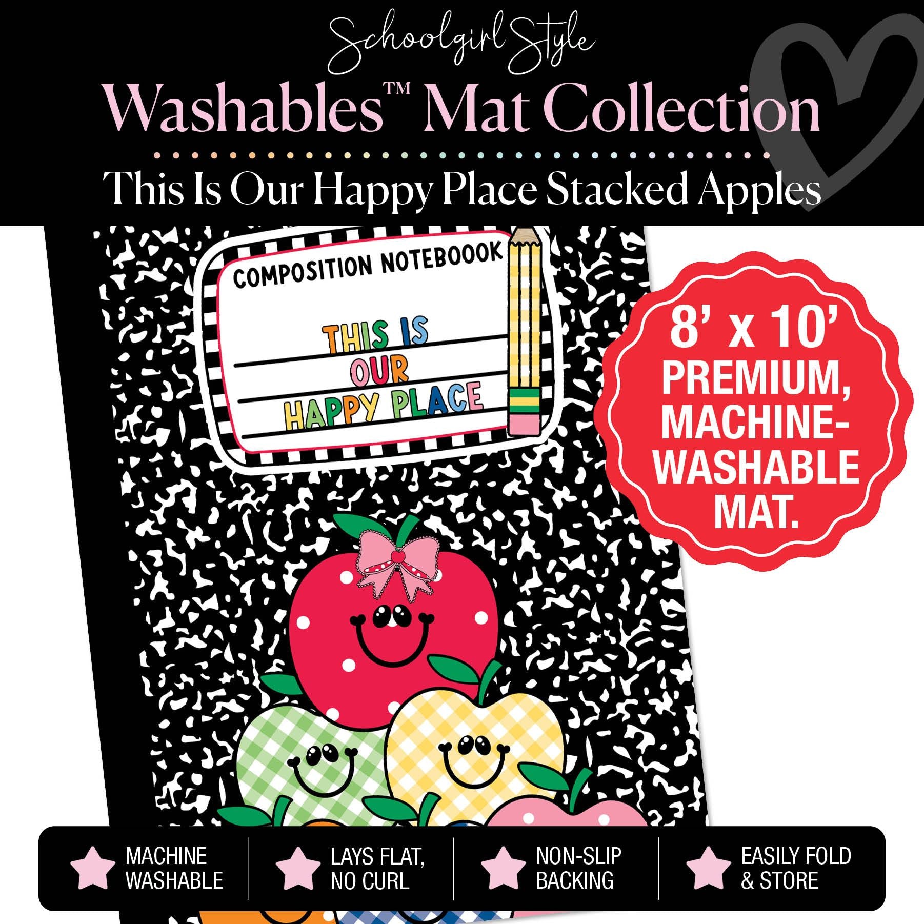 This Is Our Happy Place Stacked Apples Classroom Mat by Schoolgirl Style
