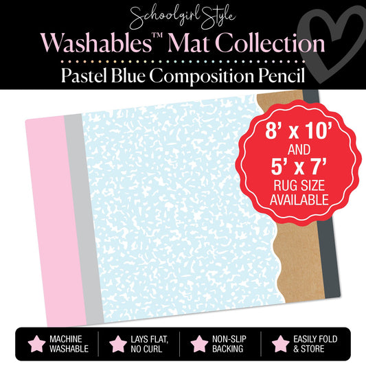 Pastel Blue Composition Pencil Classroom Mat by Schoolgirl Style
