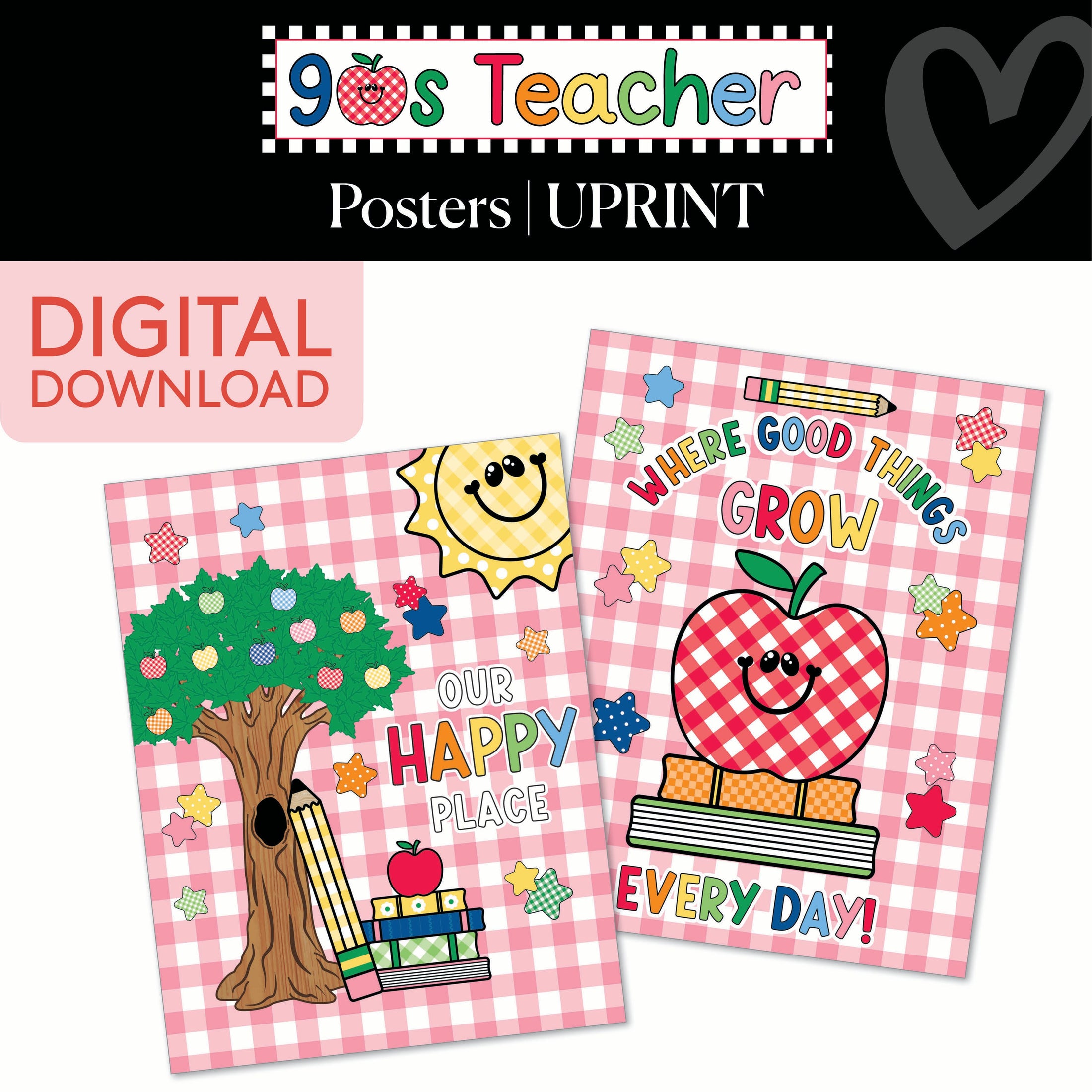 Printable Retro Happy Place Posters | 90s Teacher