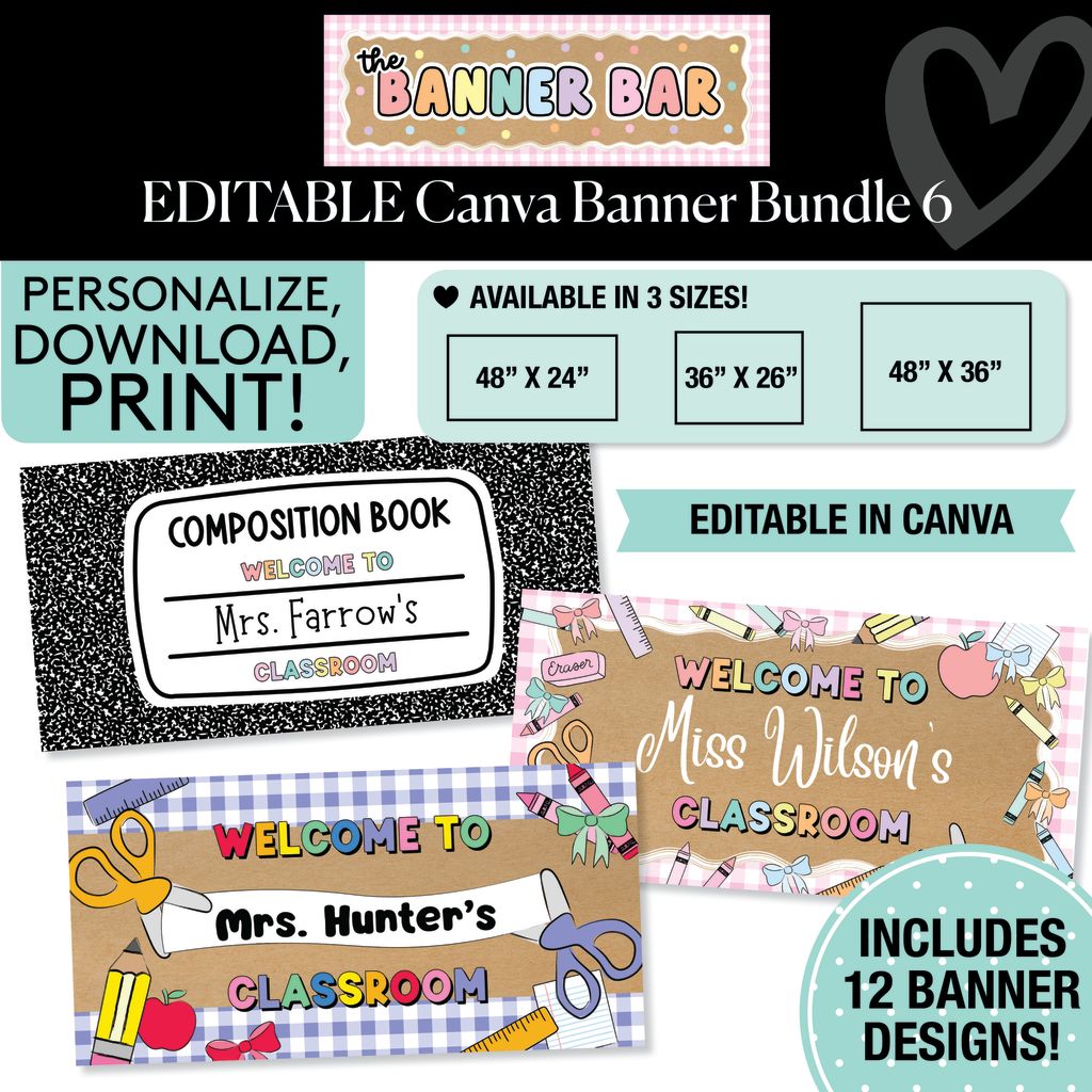 Personalized Editable Canva Kraft Style Banner Bundle 6