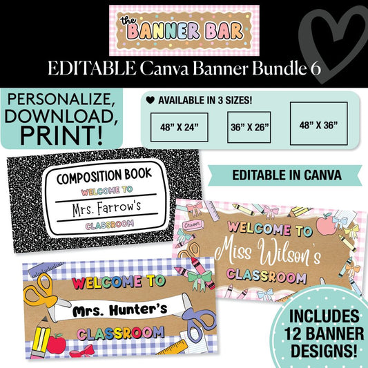 Personalized Editable Canva Kraft Style Banner Bundle 6