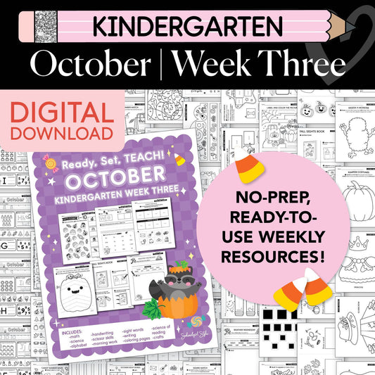 Printable Kindergarten October Week 3 Resources