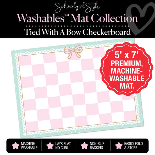 Pink Checkerboard Tied with A Bow Classroom Mat by Schoolgirl Style