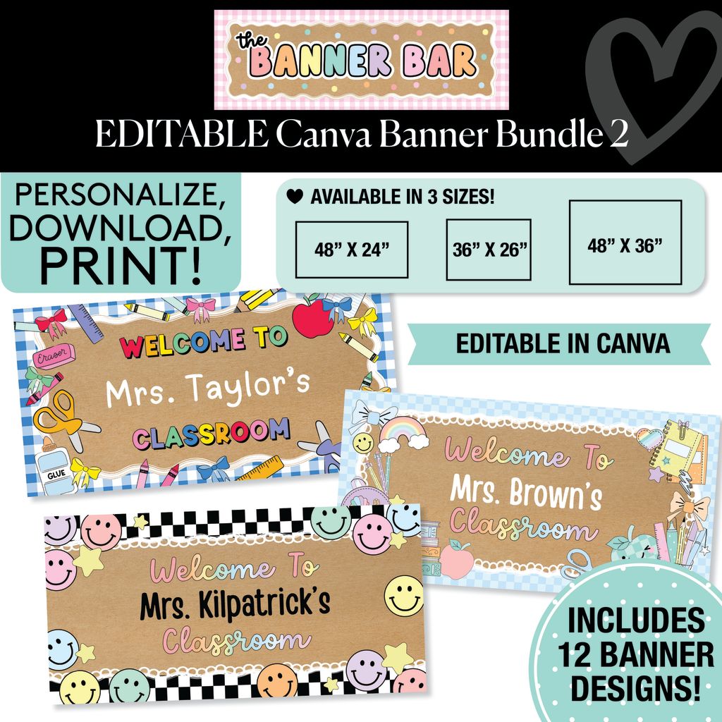 Personalized Editable Canva Kraft Style Banner Bundle 2