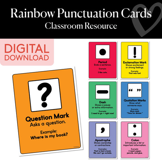 Printable Rainbow Punctuation Cards