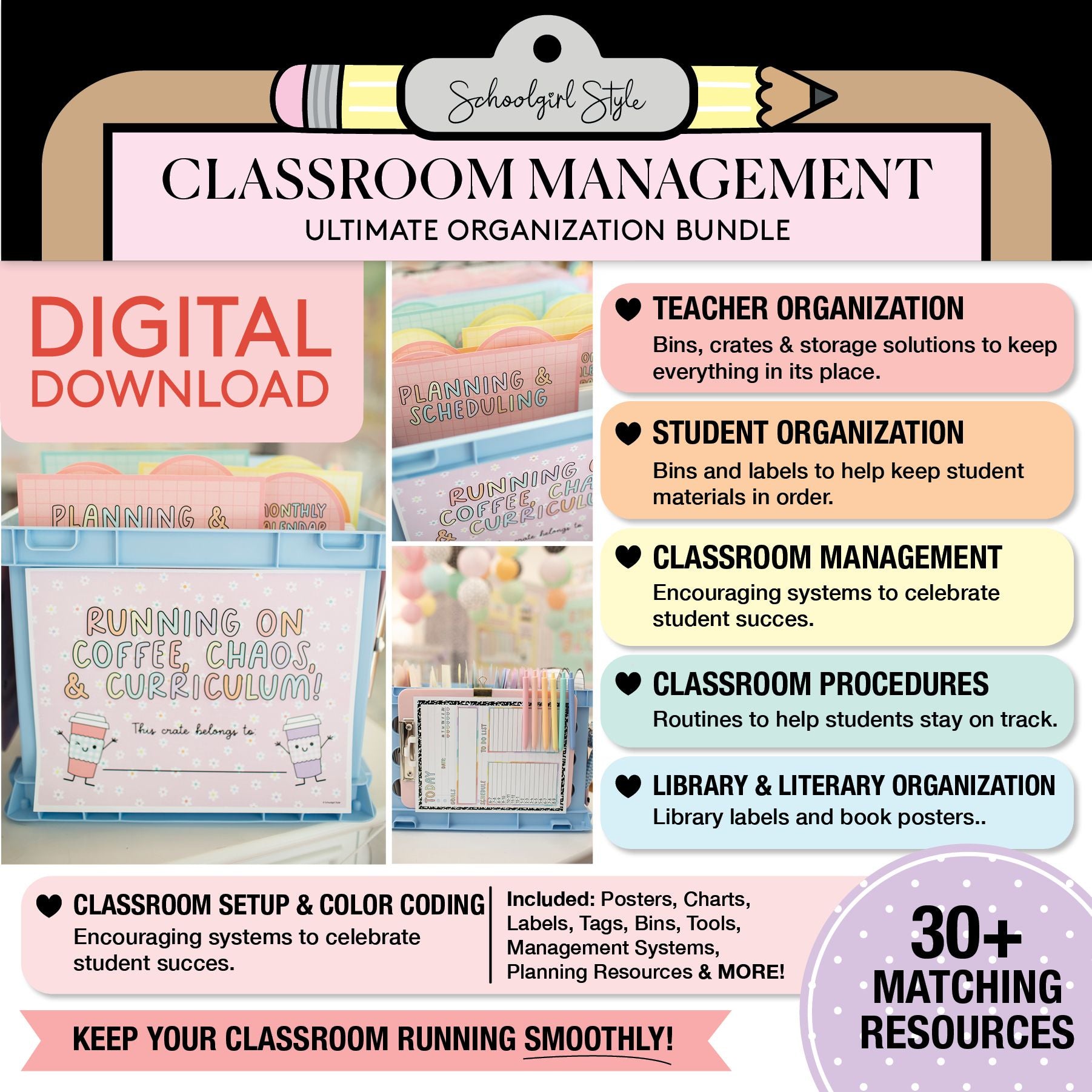 Pastel Full Printable Classroom Management Bundle