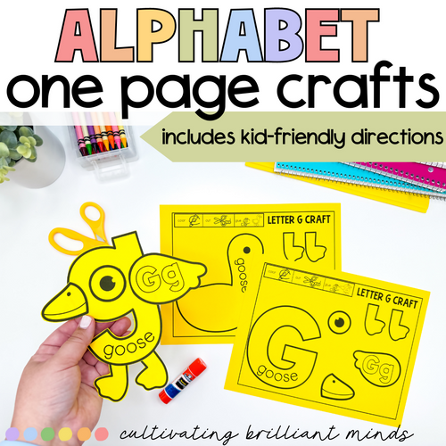 Kindergarten A to Z Alphabet Crafts Printable Worksheets Uppercase & Lowercase