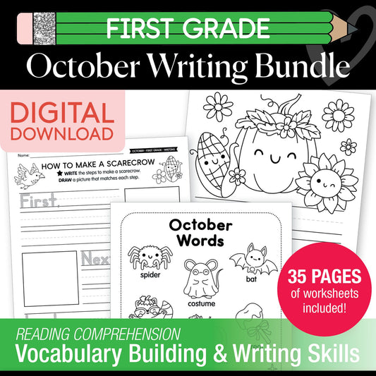 Printable First Grade October Writing Bundle