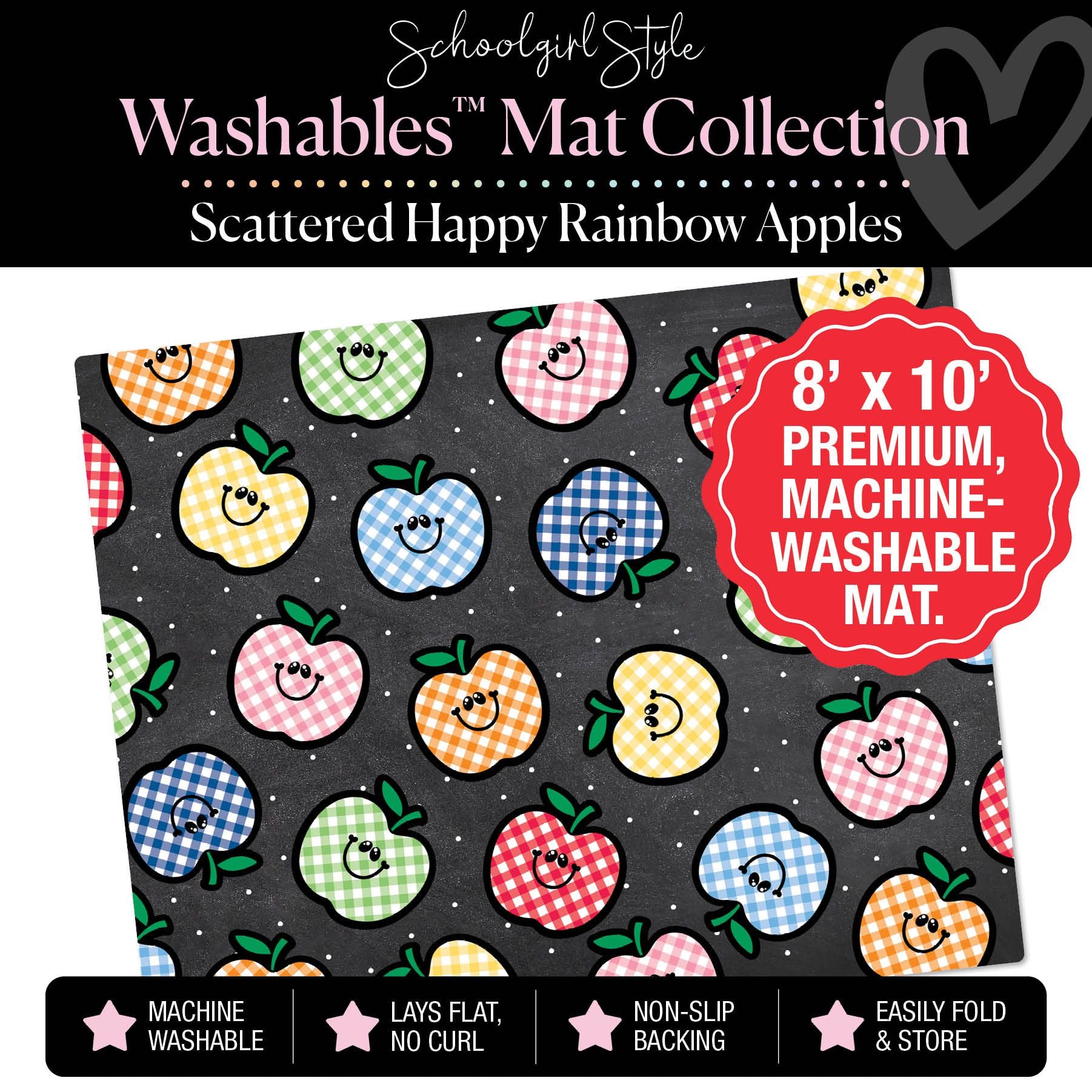 Scattered Happy Rainbow Apples Classroom Mat by Schoolgirl Style