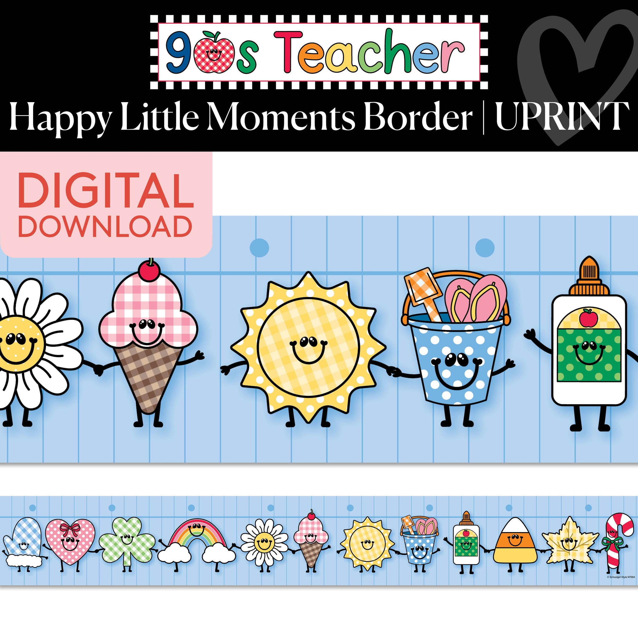Printable Retro Happy Little Moments Border | 90s Teacher