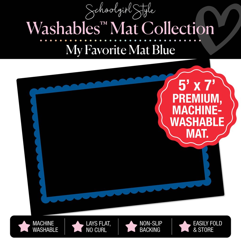 Blue Scallop Border Classroom Mat by Schoolgirl Style