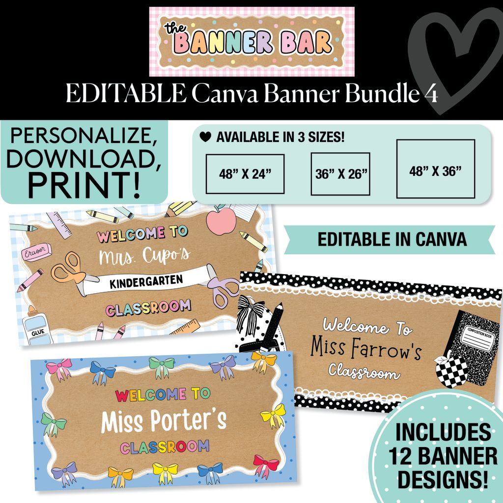 Personalized Editable Canva Kraft Style Banner Bundle 4