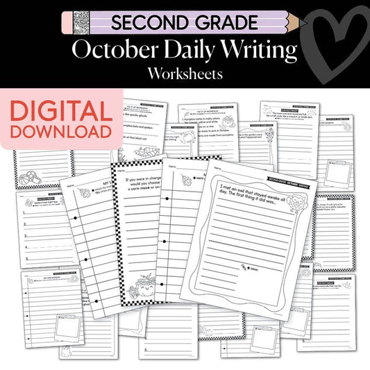 Printable Second Grade October Daily Writing