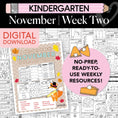 Load image into Gallery viewer, Printable Kindergarten November Week 2 Resources
