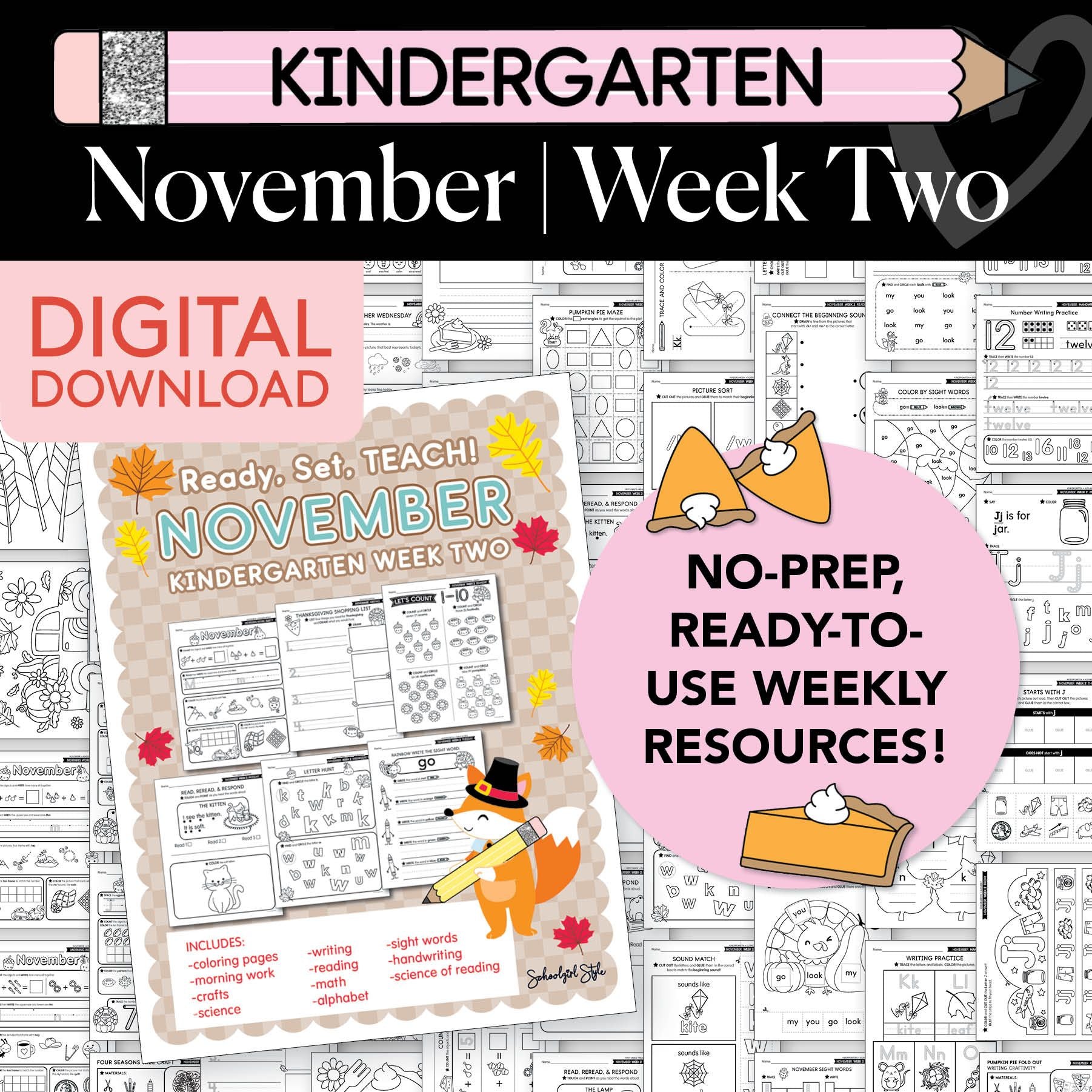Printable Kindergarten November Week 2 Resources