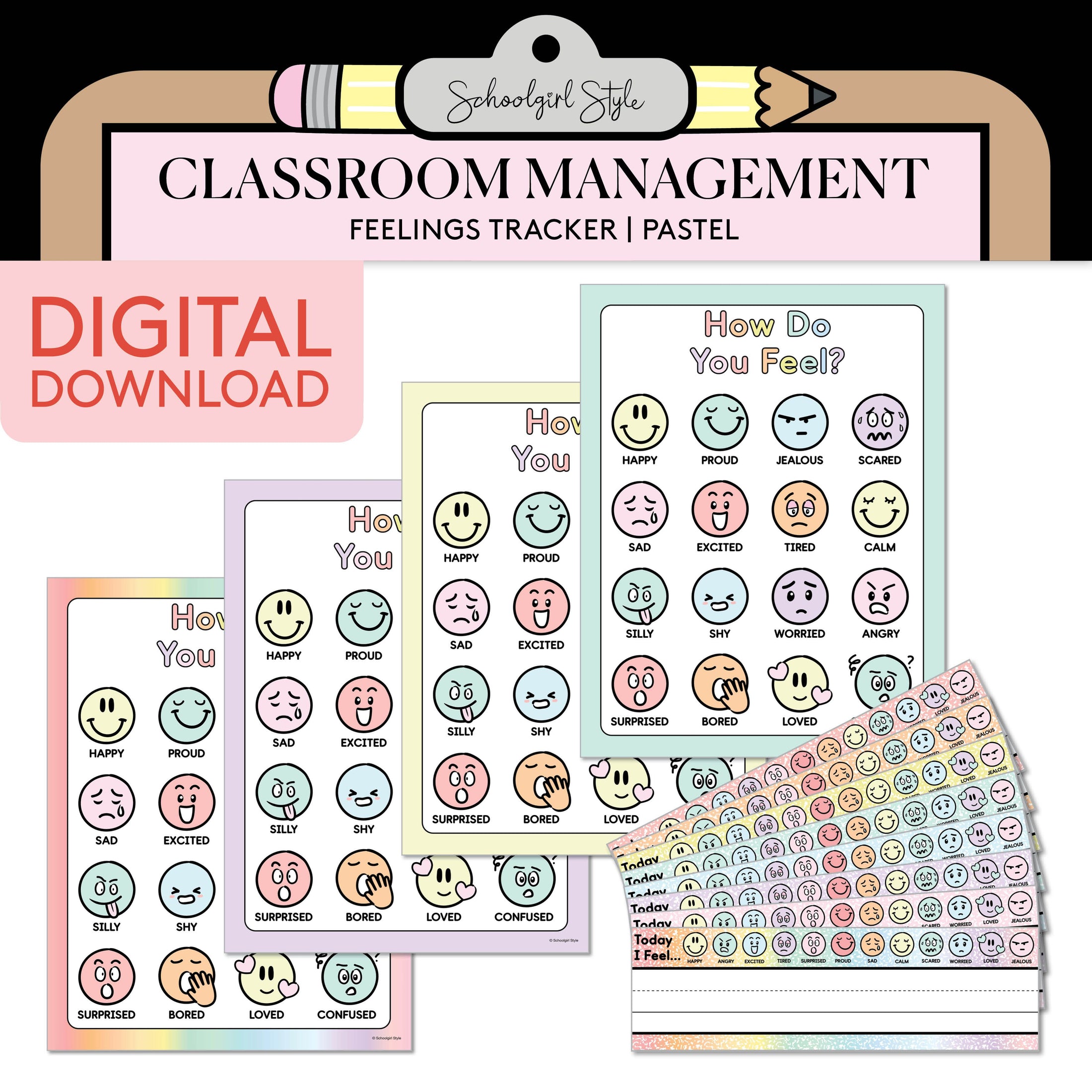 Printable Pastel Feelings Tracker
