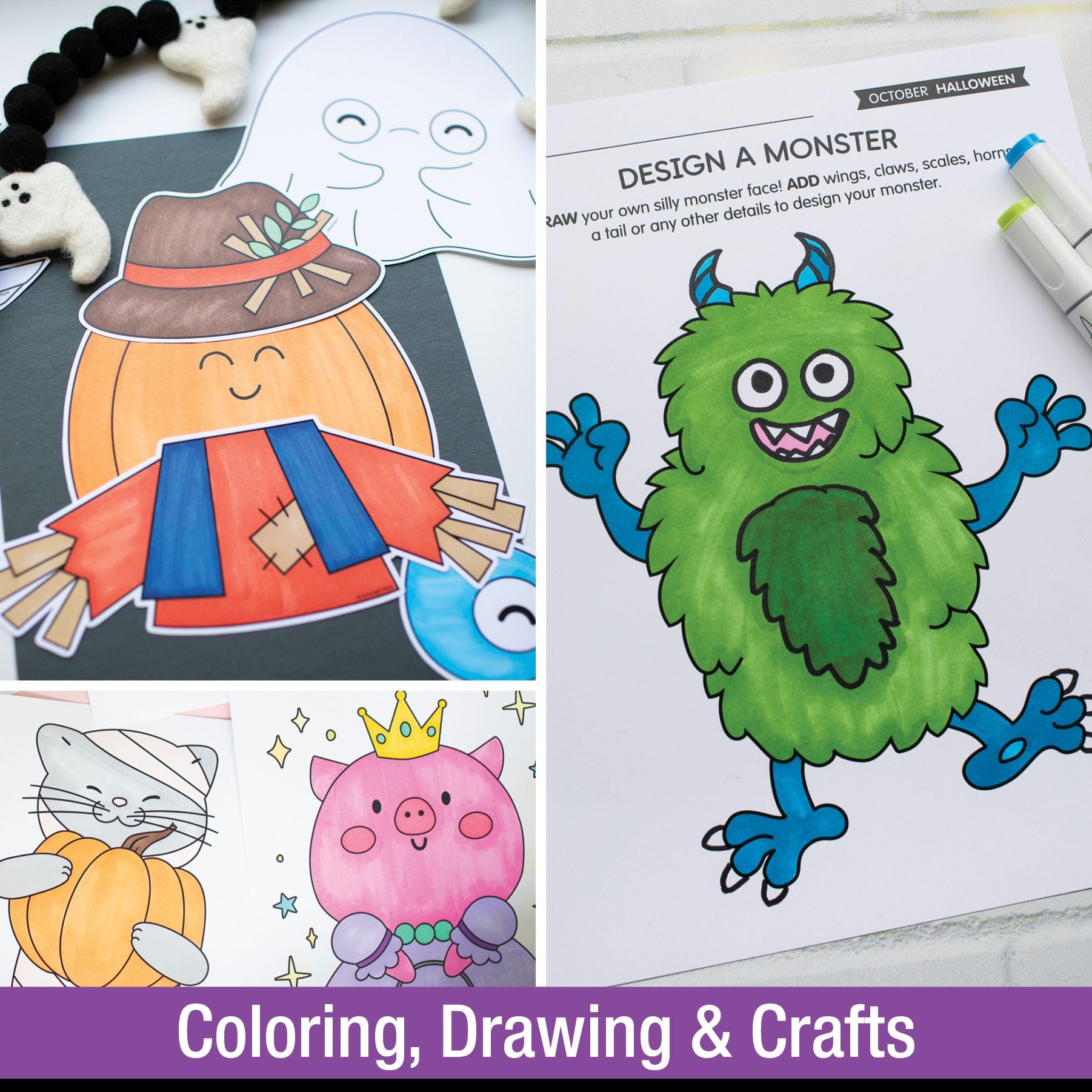 Printable Preschool and Kindergarten Halloween Worksheets, Activities and Coloring Pages | Halloween Party Pack