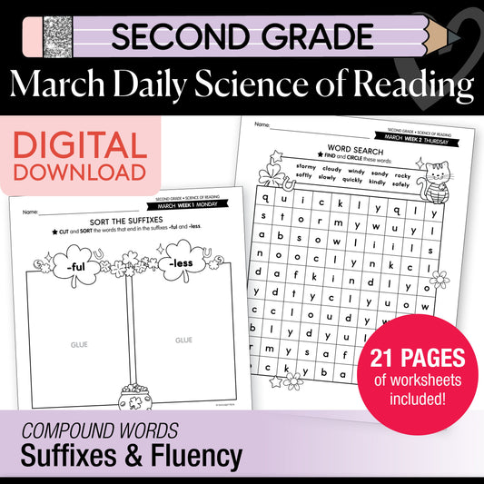 Printable Second Grade March Daily Science of Reading