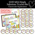 Load image into Gallery viewer, Printable Bright Editable Substitute Teacher Bin | Emotional Rollercoaster
