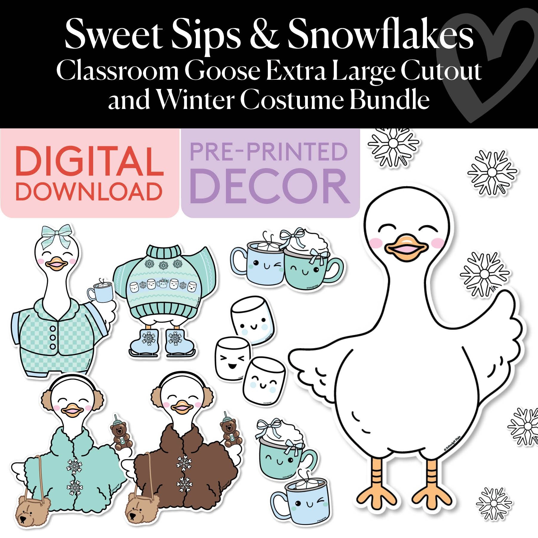 Classroom Goose Extra Large Cutout and Winter Costume Bundle | Gertie the Goose
