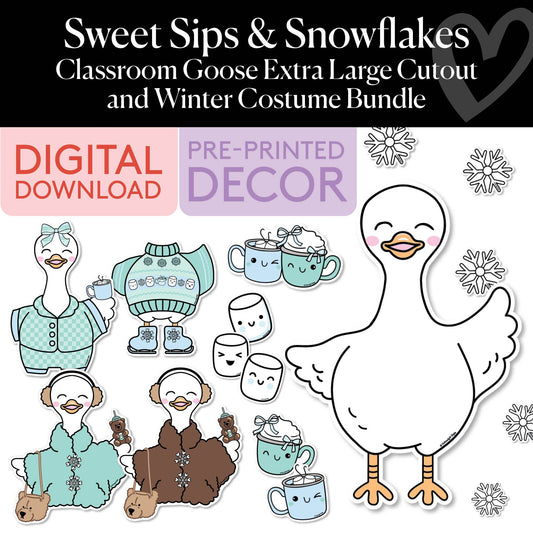 Classroom Goose Extra Large Cutout and Winter Costume Bundle | Gertie the Goose