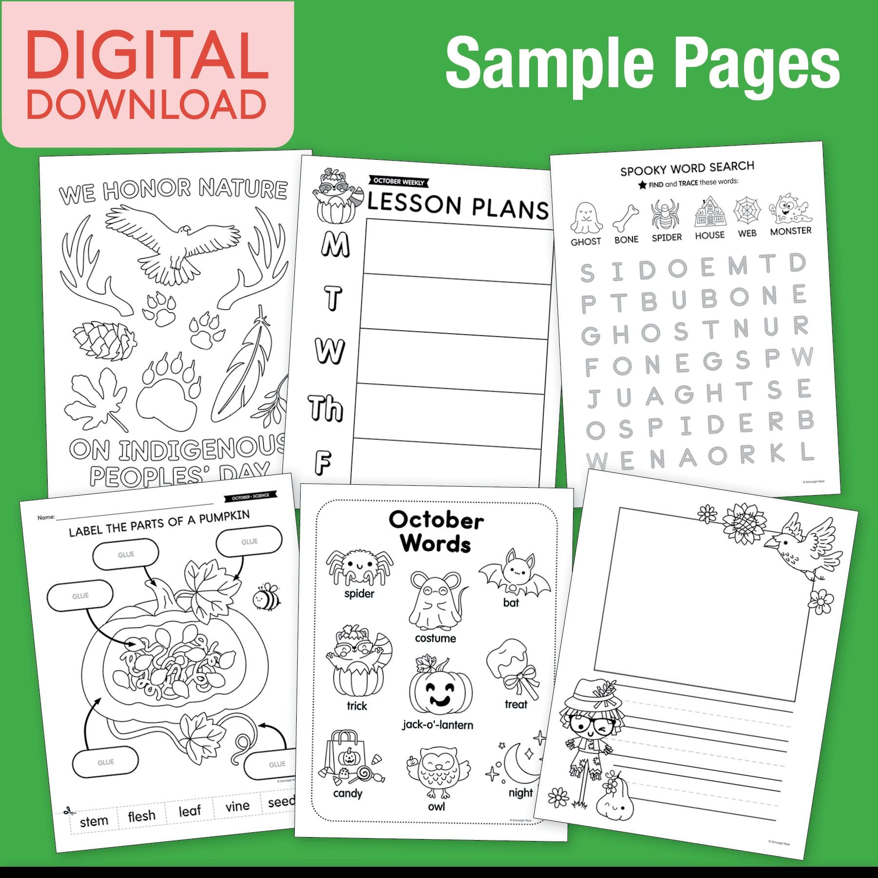Printable First Grade October Thematic Unit Bundle