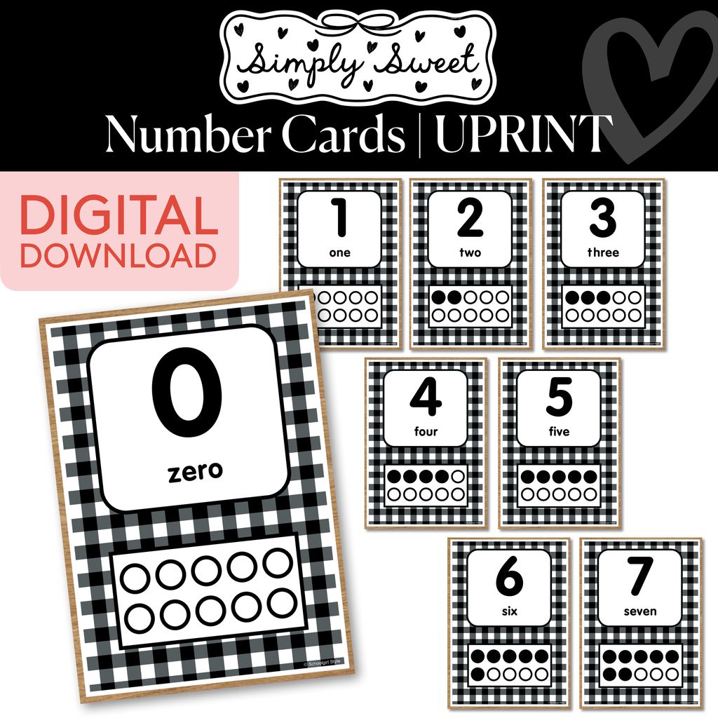 Printable Classic Black and White Number Cards  | Simply Sweet