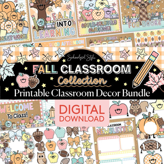 Printable Pastel Fall Classroom Decor Bundle