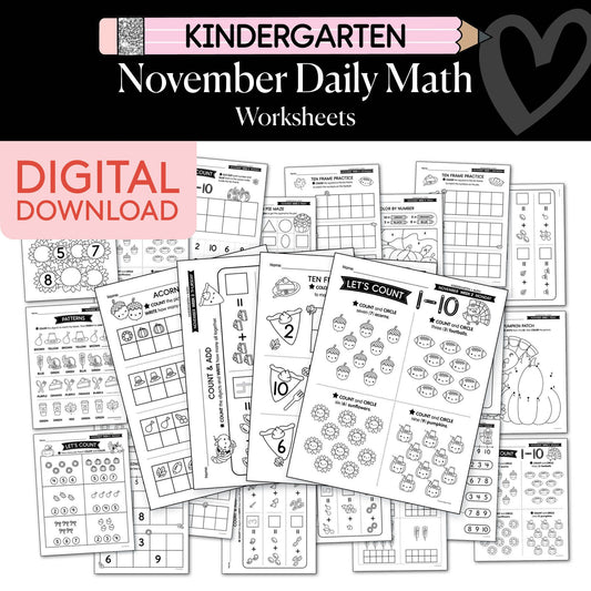 Printable Kindergarten November Daily Math